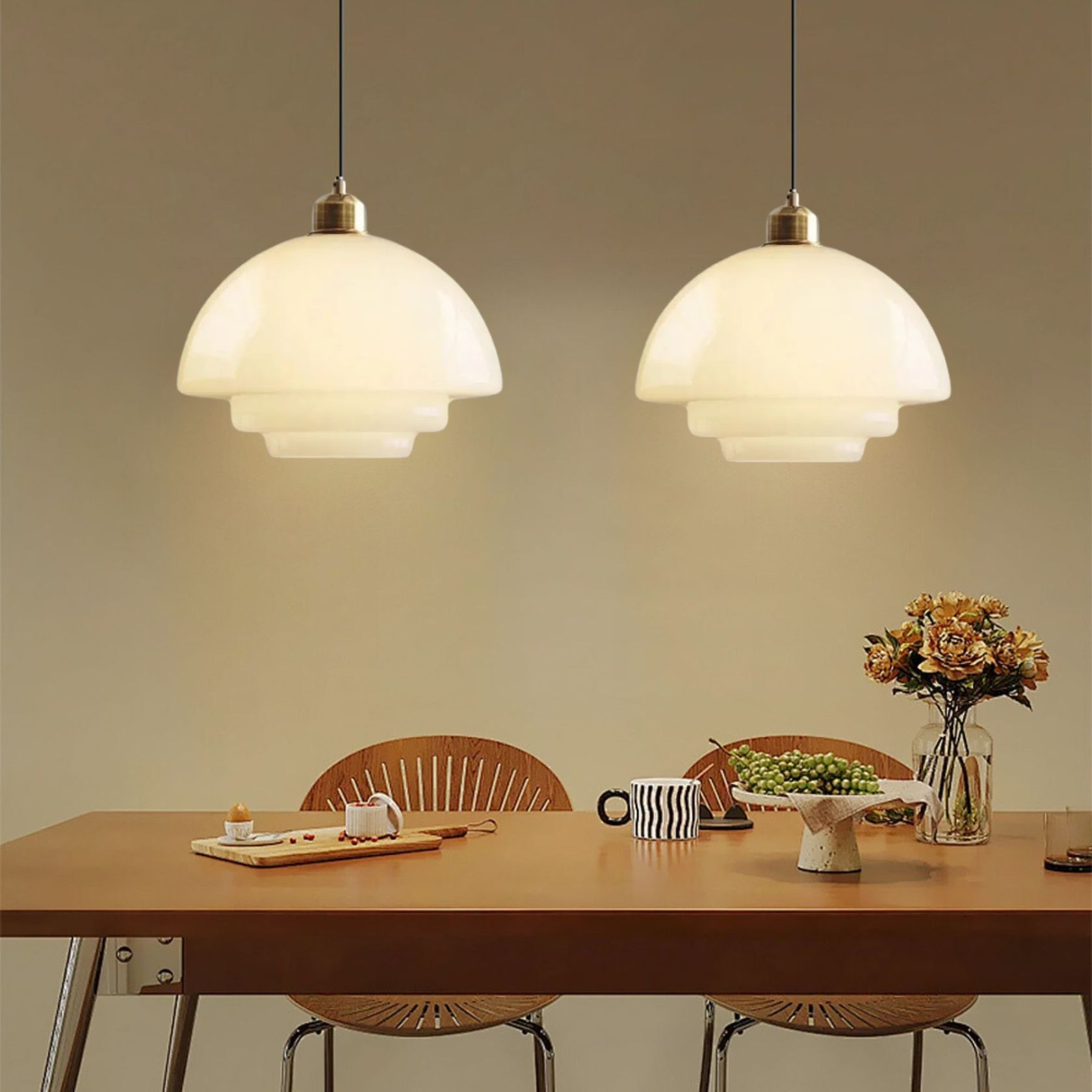 Λευκό φωτιστικό κρεμαστό Mid Century