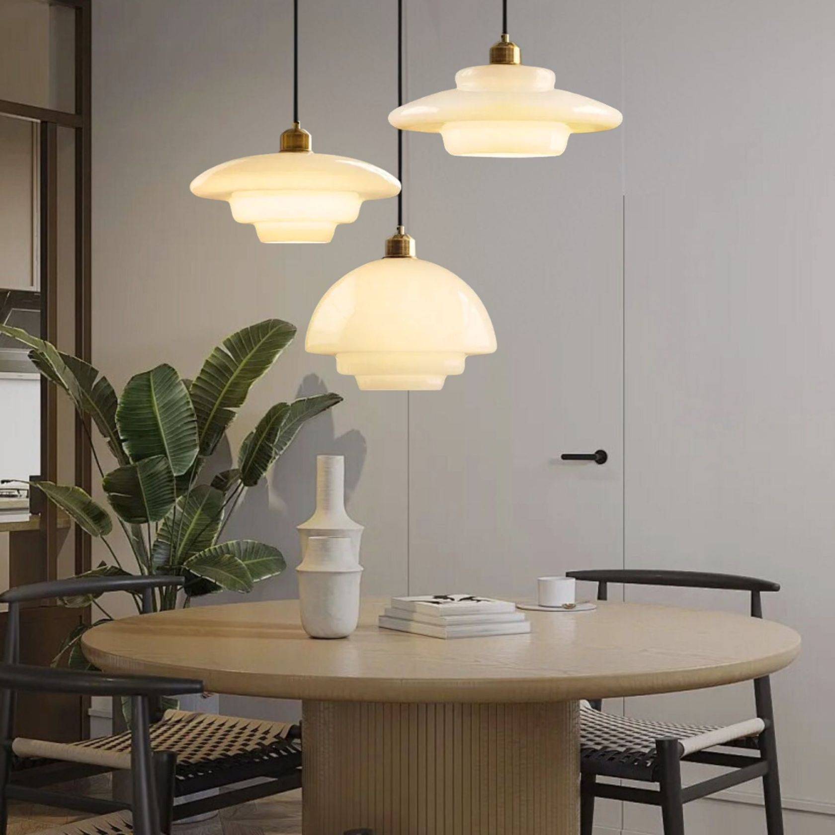 Λευκό φωτιστικό κρεμαστό Mid Century